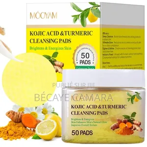 Tampon Nettoyant Pour Visage À l'Acide Kojic Et Au Curcuma