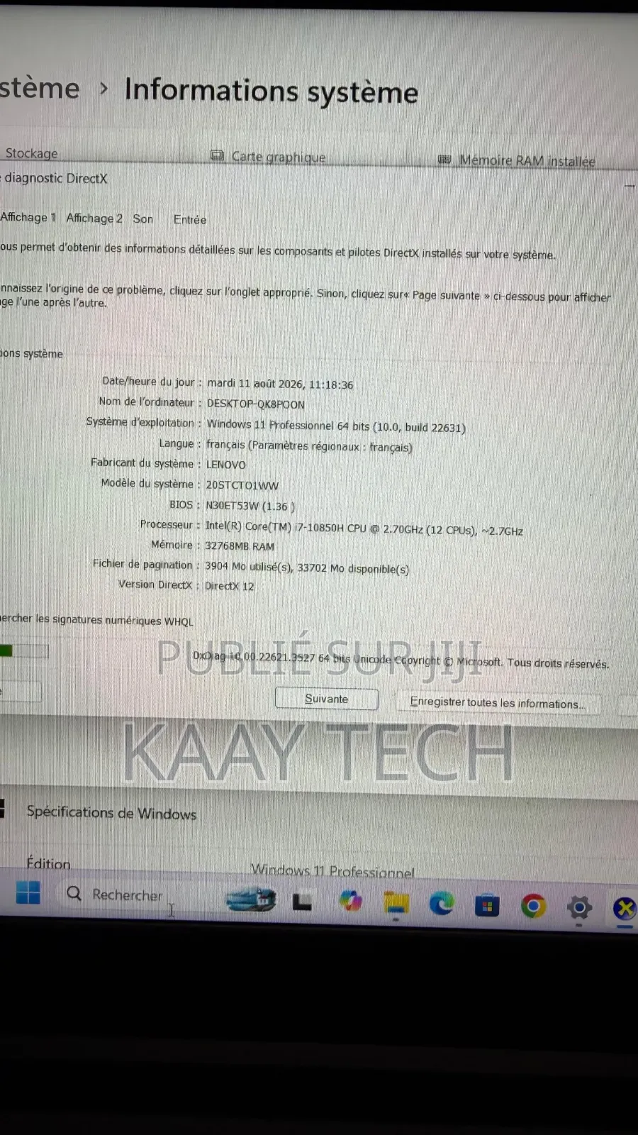 Ordinateur portable Lenovo ThinkPad P15s 32GB Intel Core i7 SSD 512GB