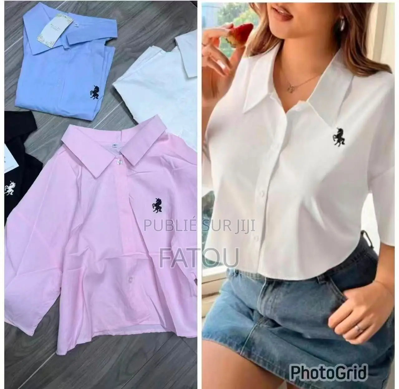 Chemise Femme Cropped Manches 3/4