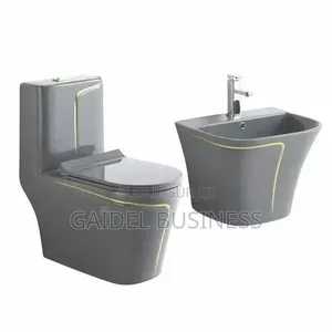 Ensemble Sanitaire De Luxe Gris Et Or