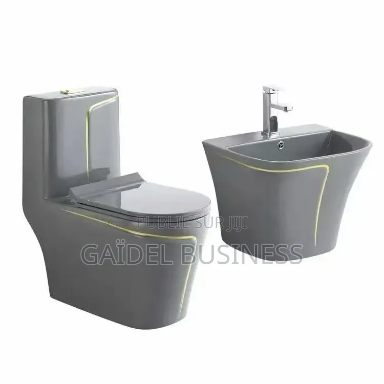 Ensemble Sanitaire De Luxe Gris Et Or