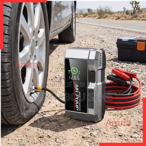 Démarreur De Batterie Portable 4-en-1 Avec Compresseur D’Air Et Lampe