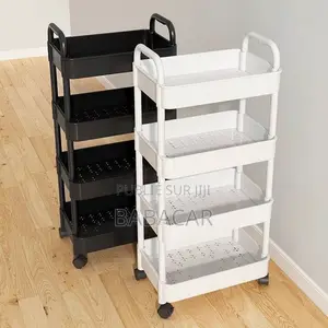 Chariot De Rangement4 Étages Sur Roulettes Disponible en Blanc Et Noir