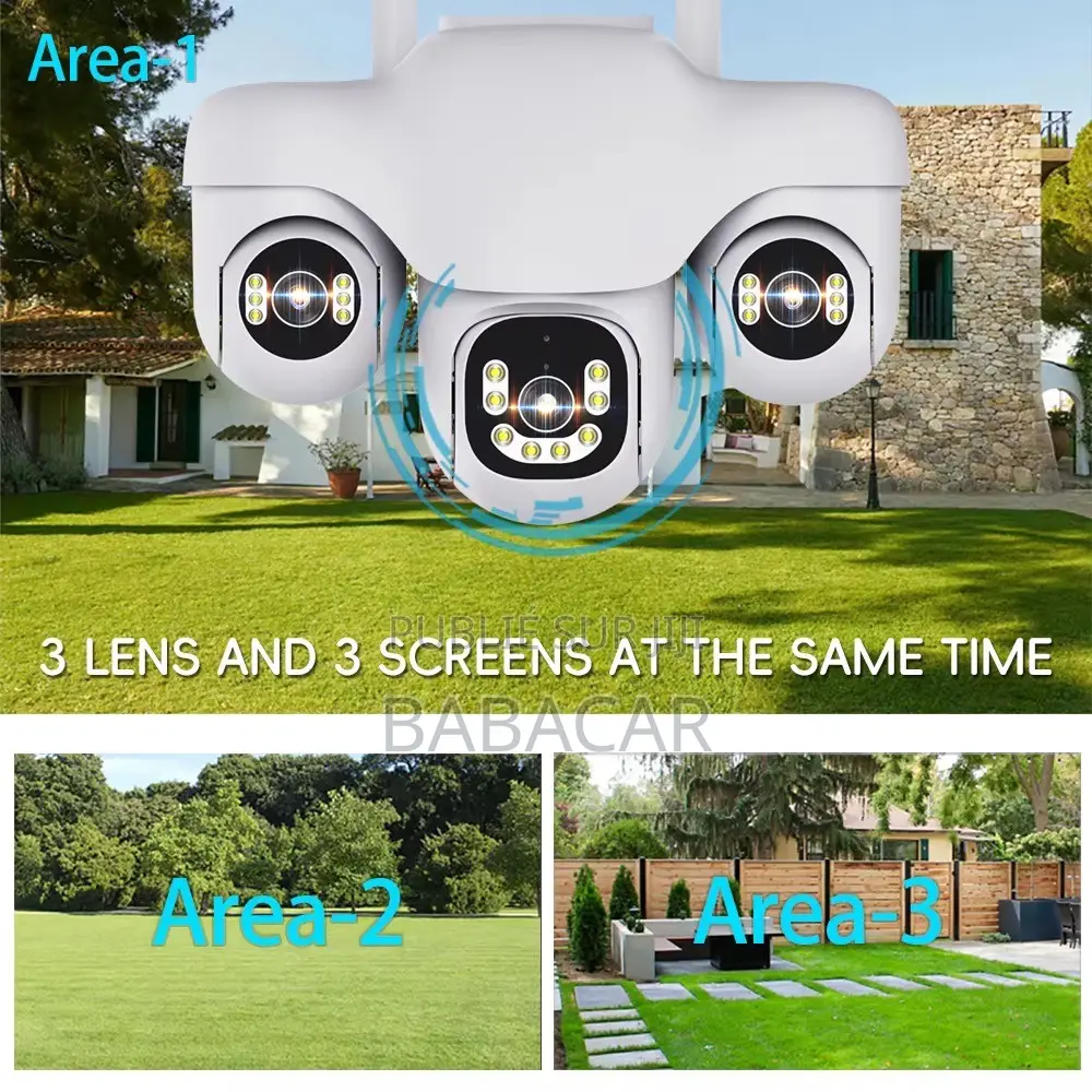 Caméra De Surveillance Solaire 3 Objectifs 4g/Wifi - Vision 360° V380