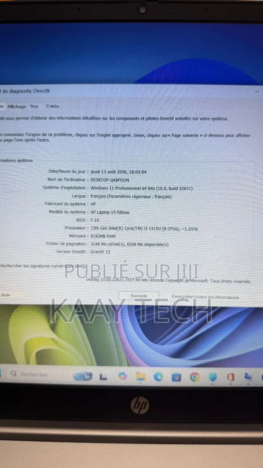 Nouveau Ordinateur portable HP 15s 8GB Intel Core i3 SSD 512GB