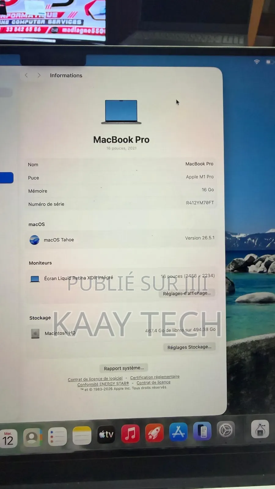Nouveau Apple MacBook Pro 2021 M1 Max 16GB Apple M1 Pro SSD 512GB