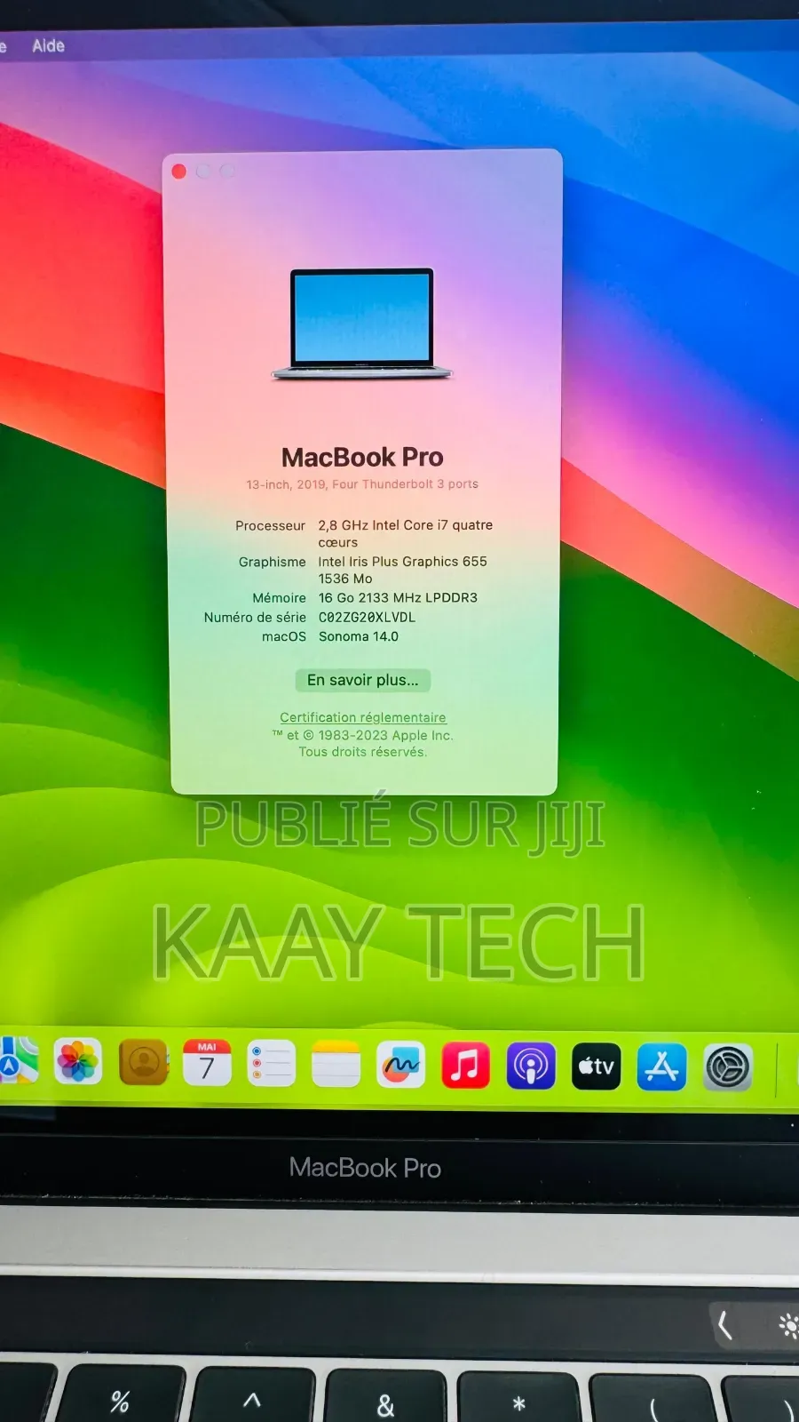 Ordinateur portable Apple MacBook Pro 2019 16GB Intel Core i7 SSD 512GB