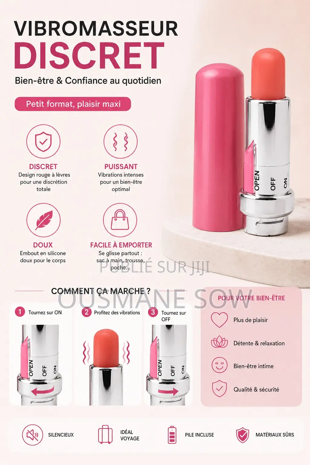 Vibromasseur Discret en Forme De Rouge À Lèvres – Mini Stimulateur