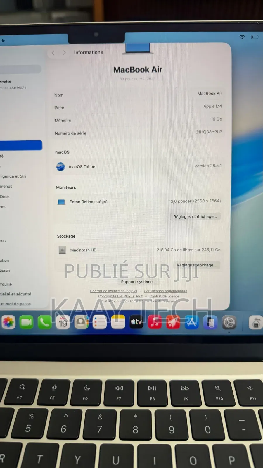 Nouveau Apple MacBook Air 2025 M4 16GB Apple M4 SSD 256GB