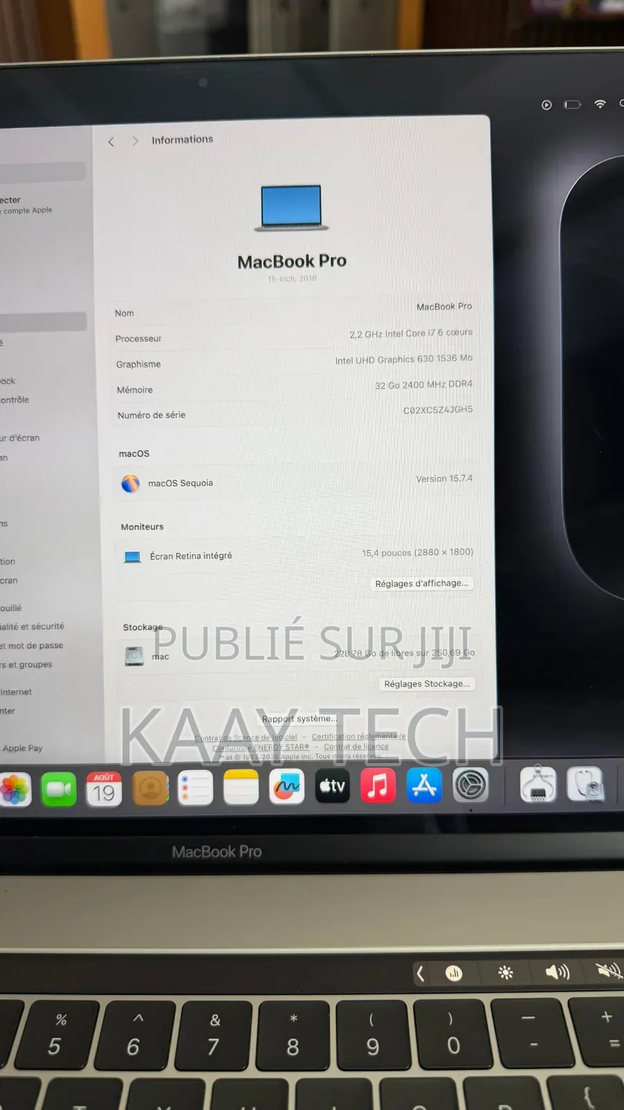 Ordinateur portable Apple MacBook Pro 2018 32GB Intel Core i7 SSD 256GB