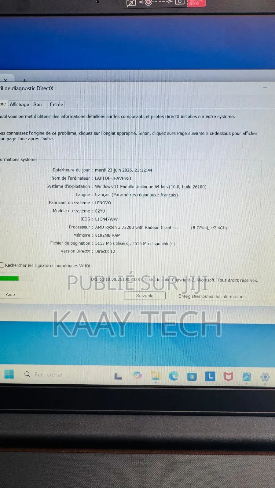 Nouveau Ordinateur portable Lenovo V15 G4 8GB AMD Ryzen 3 SSD 512GB