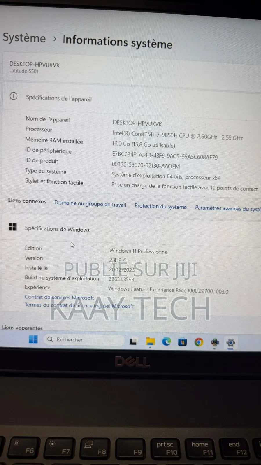 Ordinateur portable Dell Latitude 5501 16GB Intel Core i7 SSD 256GB