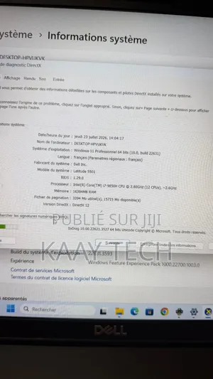 Ordinateur portable Dell Latitude 5501 16GB Intel Core i7 SSD 256GB