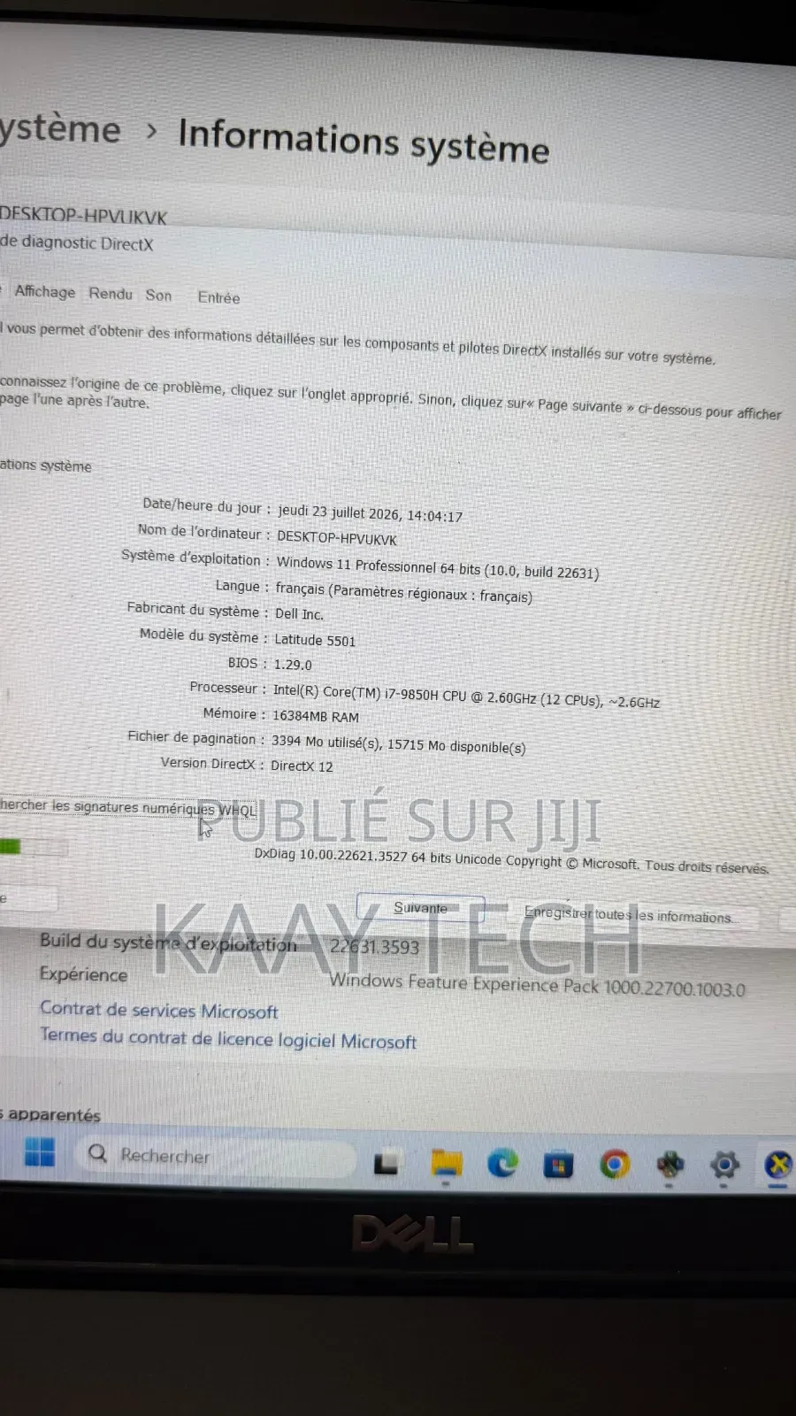 Ordinateur portable Dell Latitude 5501 16GB Intel Core i7 SSD 256GB