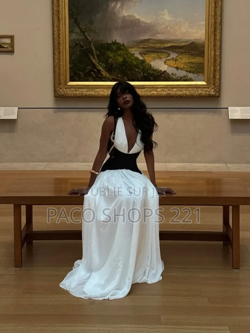 Robe Longue De Soirée Chic Et Élégante – Blanche Et Noire