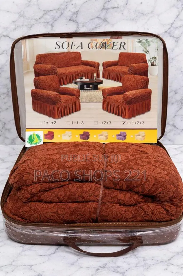 Housse De Canapé Élastique Chic en Coton (Ensemble Complet) – Neuf