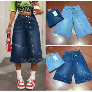 Jean Large Tendance Style Y2K – Bandes Effilochées (Neuf)
