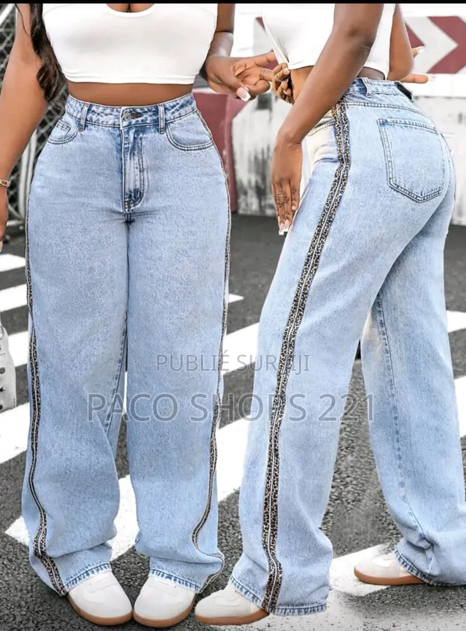 Jean Large Tendance Style Y2K – Bandes Effilochées (Neuf)