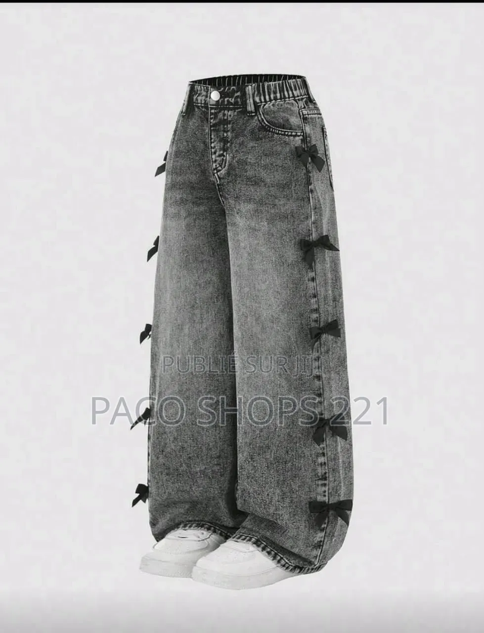 Jean Large Tendance Style Y2K – Bandes Effilochées (Neuf)