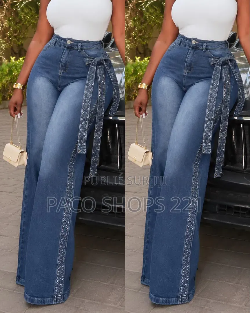 Jean Large Tendance Style Y2K – Bandes Effilochées (Neuf)