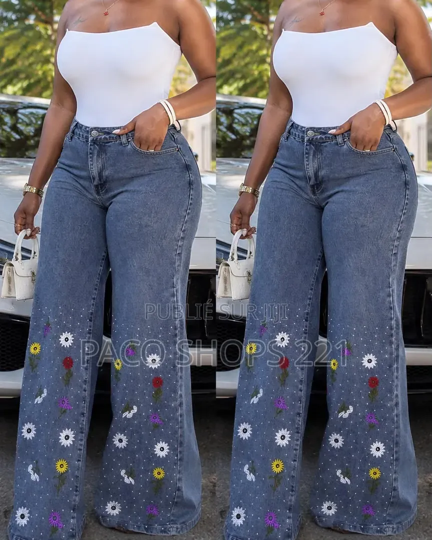 Jean Large Tendance Style Y2K – Bandes Effilochées (Neuf)