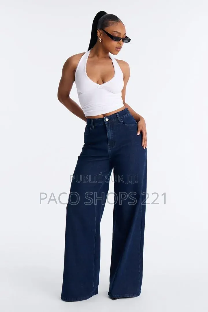 Jean Large Tendance Style Y2K – Bandes Effilochées (Neuf)
