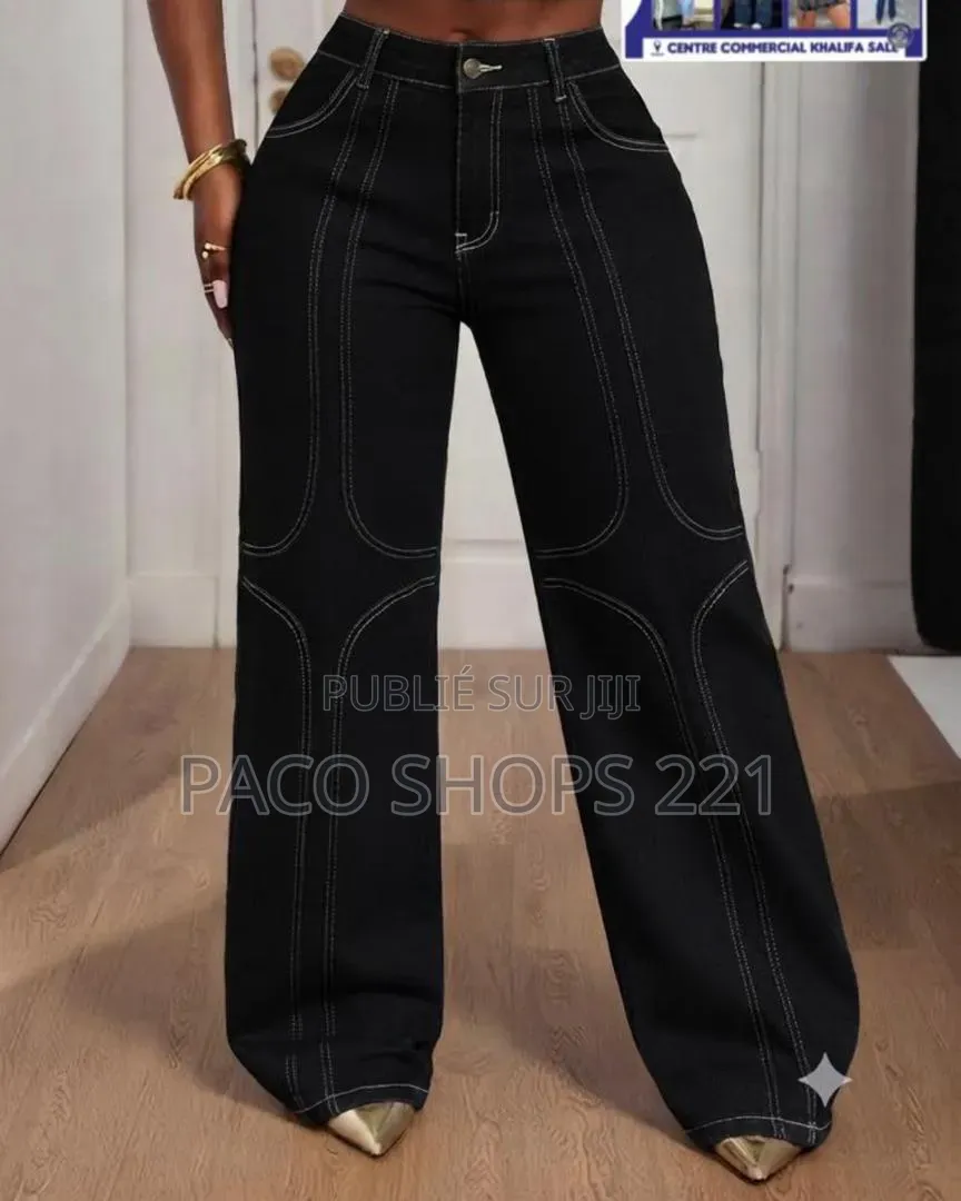 Jean Large Tendance Style Y2K – Bandes Effilochées (Neuf)