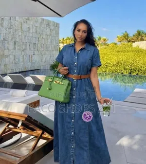 Robe Longue en Jean Premium Avec Ceinture