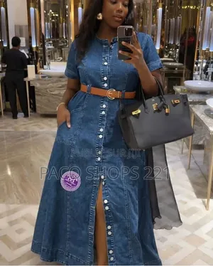 Robe Longue en Jean Premium Avec Ceinture