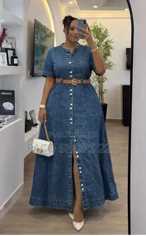 Robe Longue en Jean Premium Avec Ceinture