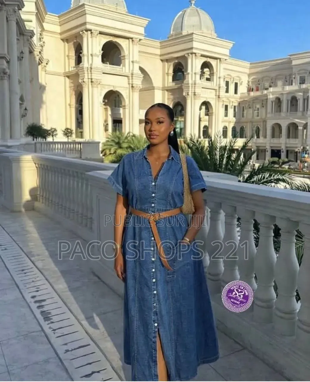 Robe Longue en Jean Premium Avec Ceinture