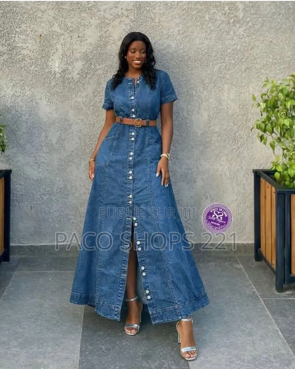 Robe Longue en Jean Premium Avec Ceinture