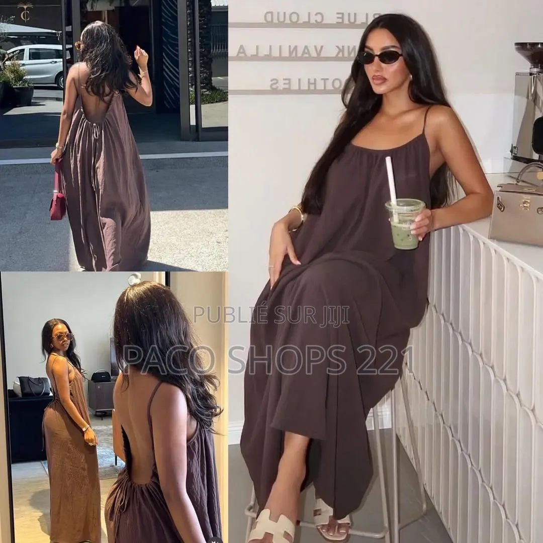 Robe Longue Fluide Dos Nu – Style Bohème Chic (Neuve)