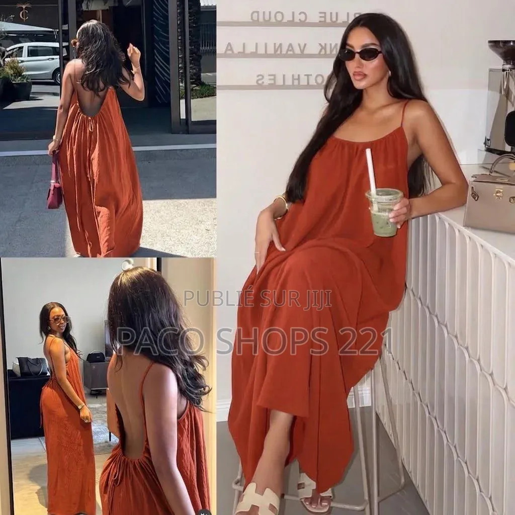Robe Longue Fluide Dos Nu – Style Bohème Chic (Neuve)