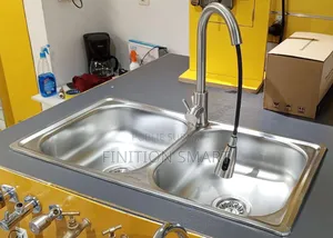 Evier 2 Bacs Chromé Avec Robinet Mitigeur Extractible