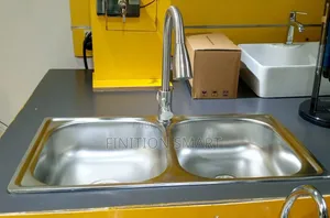 Evier 2 Bacs Chromé Avec Robinet Mitigeur Extractible