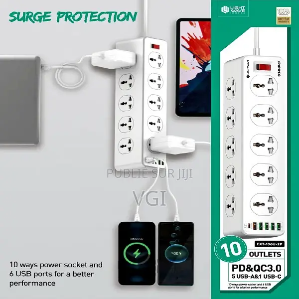 Surge LW EXT‐106U‐2P – Multiprise 10 Prises Avec Protection