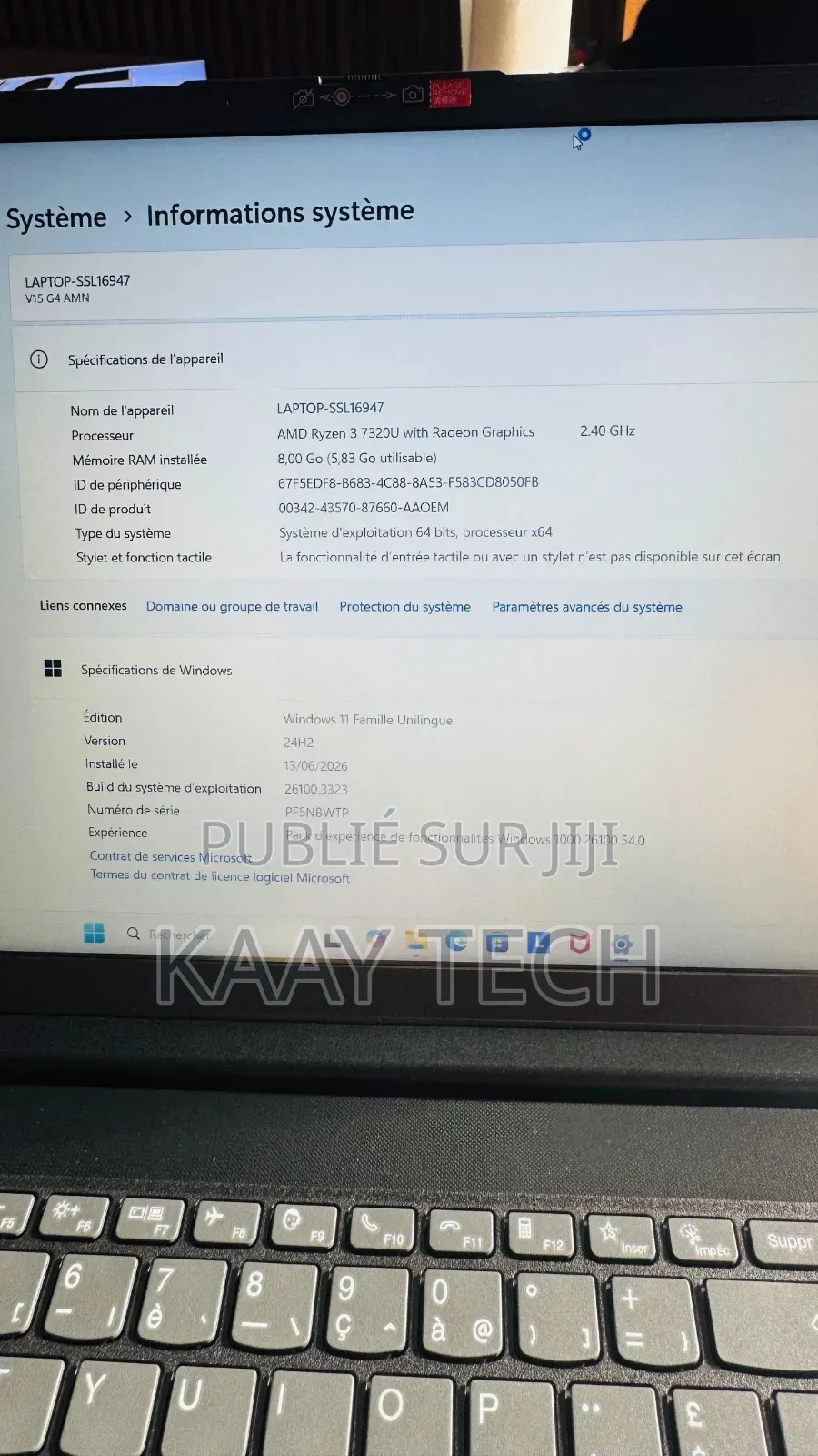 Nouveau Ordinateur portable Lenovo V15 G4 8GB AMD Ryzen 3 SSD 512GB