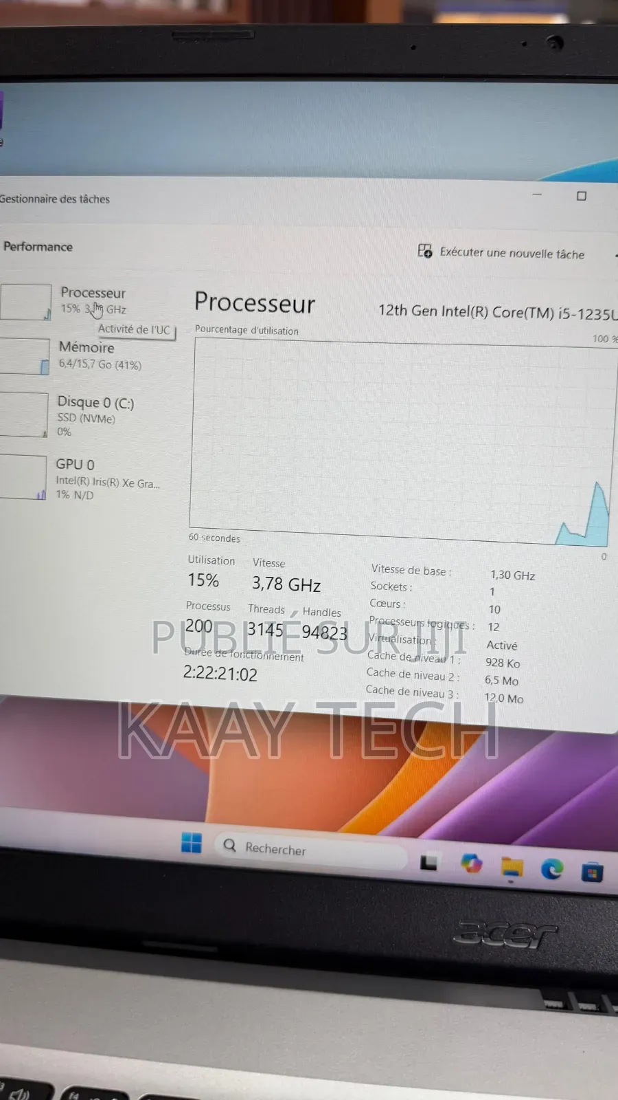 Nouveau Ordinateur portable Acer Aspire 3 16GB Intel Core i5 SSD 512GB