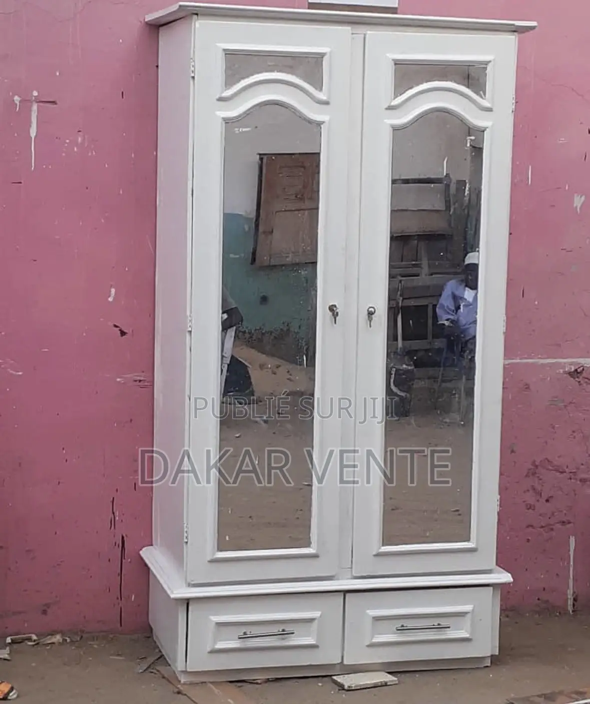 Armoire 2 Battants Blanc Avec 2 Miroirs