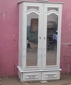 Armoire 2 Battants Blanc Avec 2 Miroirs