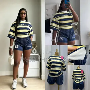 Ensemble Été Chic – T-Shirt Oversize Rayé Et Short Sport