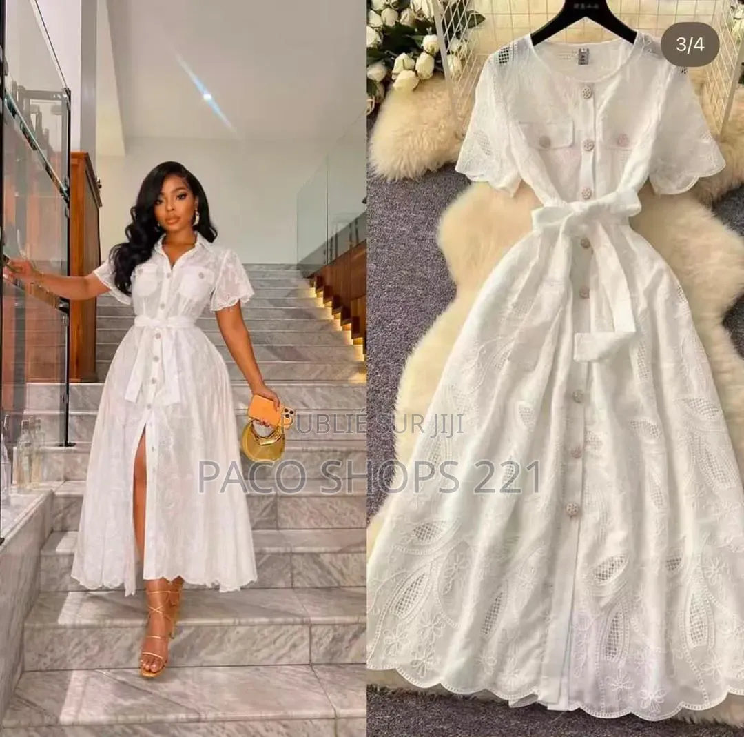 Robe Chemise Longue en Broderie Anglaise – Chic & Tendance