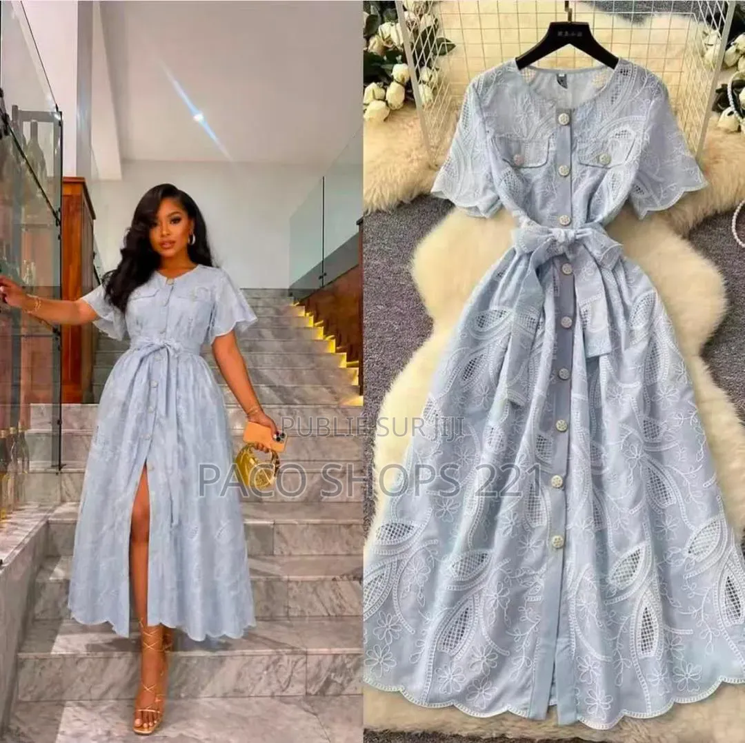 Robe Chemise Longue en Broderie Anglaise – Chic & Tendance