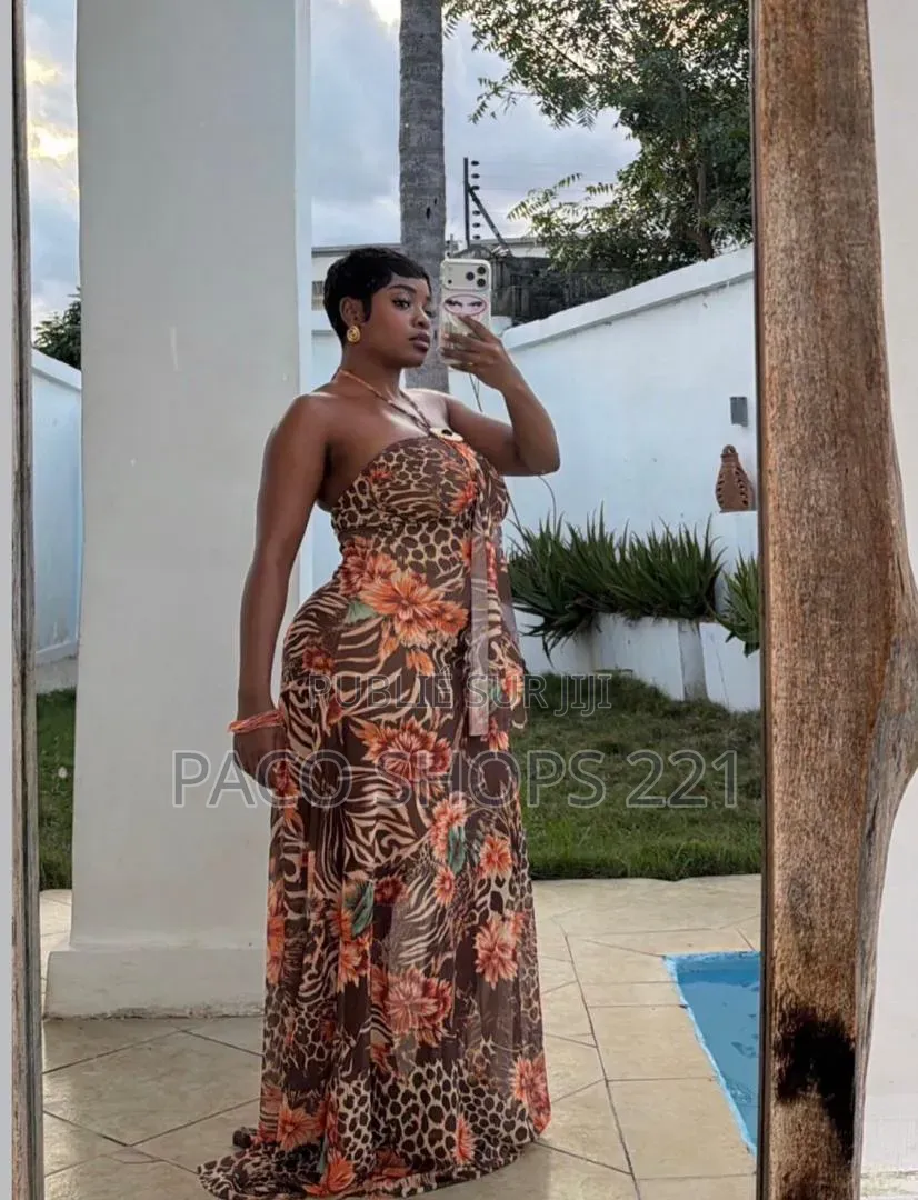 Robe Maxi Dos-Nu Chic – Imprimé Tendance