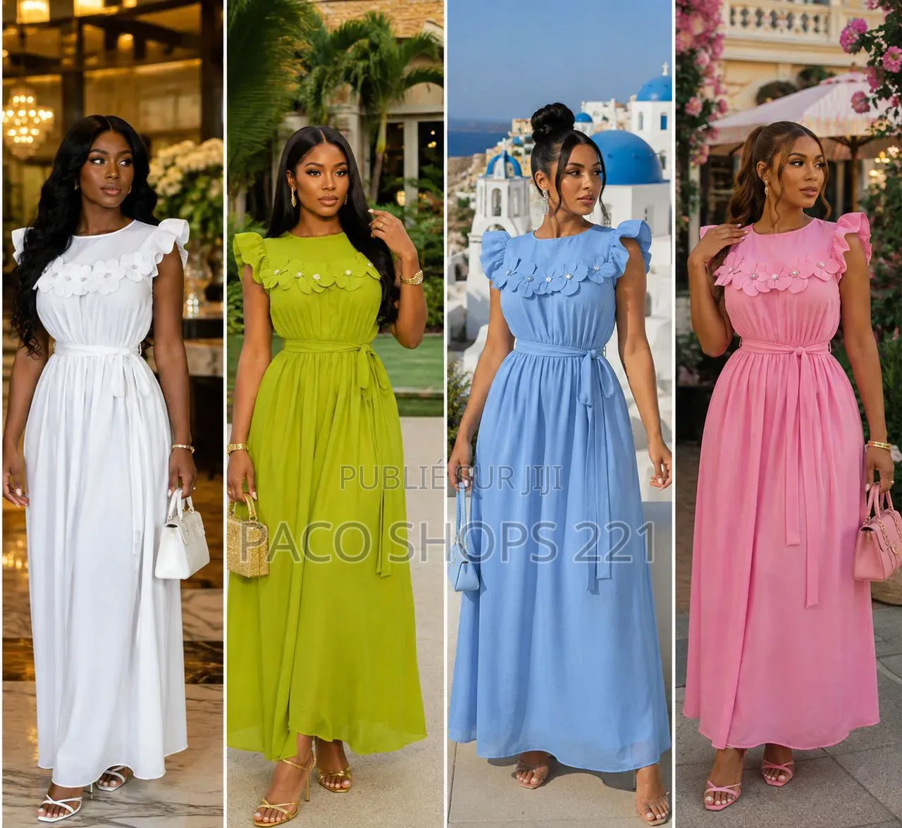 Robes d'Été Longues Et Fluides Avec Broche Fleur Amovible