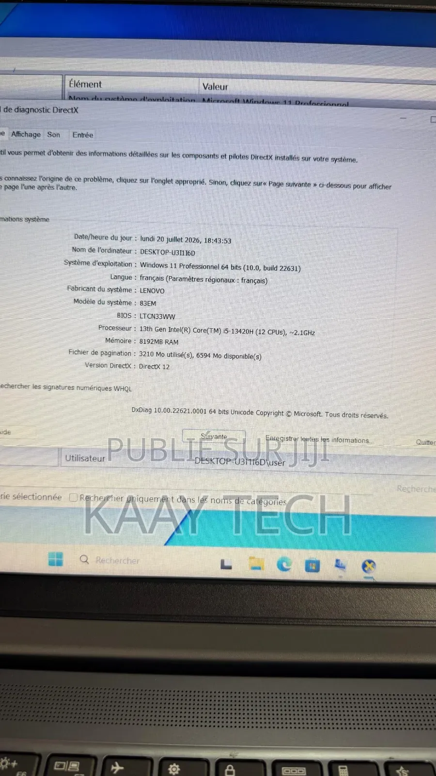 Ordinateur portable Lenovo Ideapad 3 8GB Intel Core i5 SSD 512GB