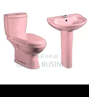 Ensemble Sanitaire Salle De Bain Rose Pastel (Cuvette WC + Lavabo