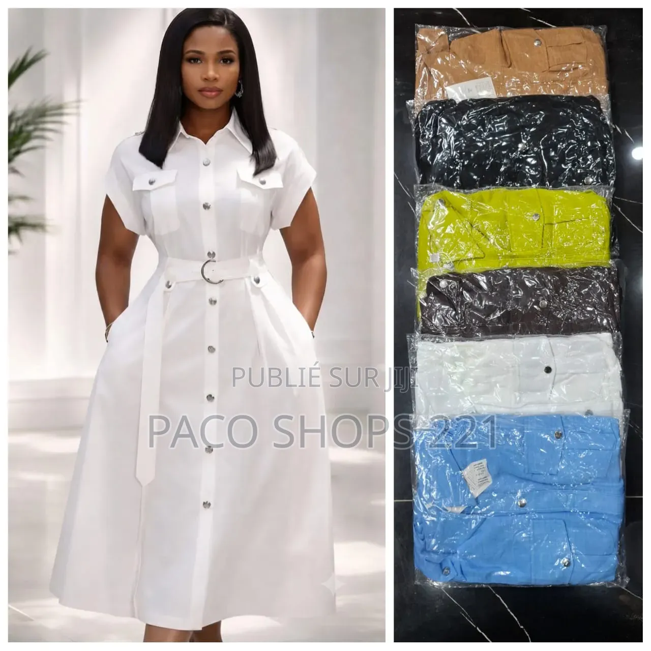 Robe Mi-Longue Style Utility Blanche – Qualité Supérieure