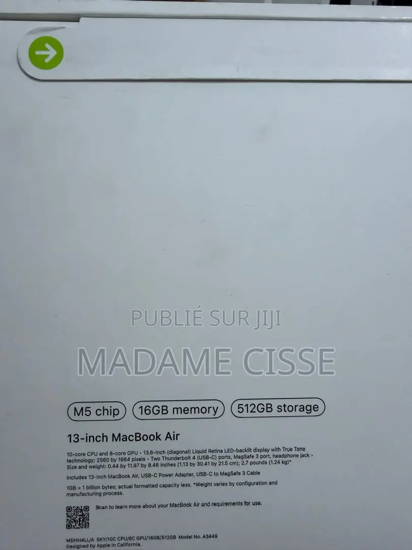 Nouveau Apple MacBook Air 2026 M5 16GB Apple M5 SSD 512GB